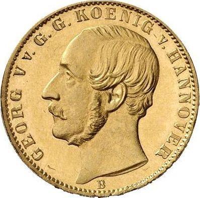 Anverso Media corona 1862 B - valor de la moneda de oro - Hannover, Jorge V