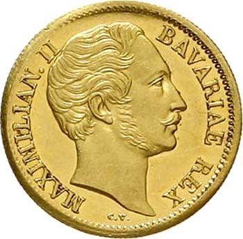 Awers monety - Dukat MDCCCLXIII (1863) - cena złotej monety - Bawaria, Maksymilian II