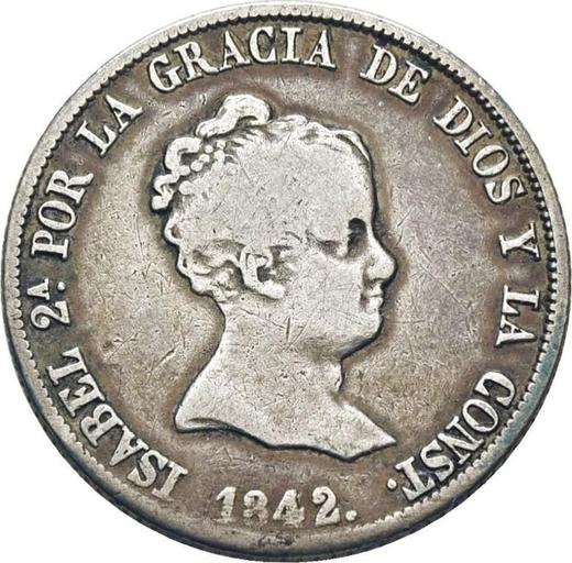 Avers 4 Reales 1842 M CL - Silbermünze Wert - Spanien, Isabella II