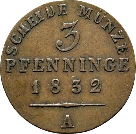 Reverso 3 Pfennige 1832 A - valor de la moneda  - Prusia, Federico Guillermo III