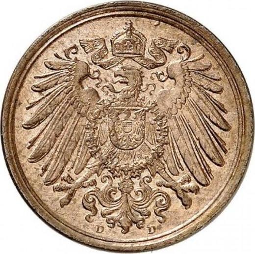 Reverso 1 Pfennig 1896 D "Tipo 1890-1916" - valor de la moneda  - Alemania, Imperio alemán
