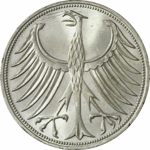 Reverso 5 marcos 1971 F - valor de la moneda de plata - Alemania, RFA