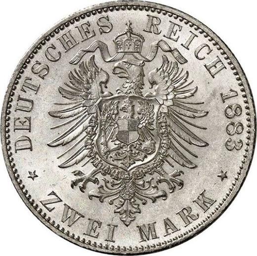 Реверс монеты - 2 марки 1883 года E "Саксония" - цена серебряной монеты - Германия, Германская Империя
