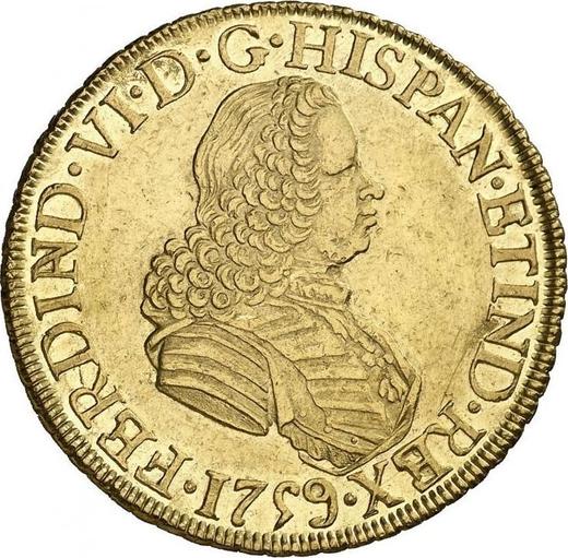 Anverso 8 escudos 1759 Mo MM - valor de la moneda de oro - México, Fernando VI