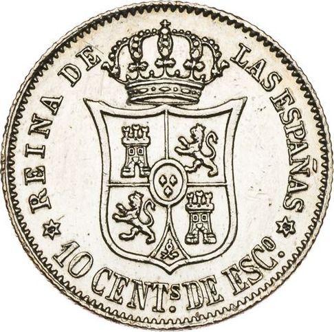 Revers 10 Centimos de Escudo 1868 Sechs spitze Sterne - Silbermünze Wert - Spanien, Isabella II