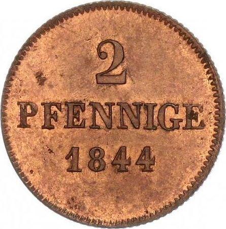 Реверс монеты - 2 пфеннига 1844 года - цена  монеты - Бавария, Людвиг I