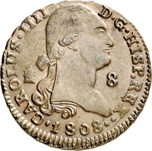 Awers monety - 8 maravedis 1808 - cena  monety - Hiszpania, Karol IV