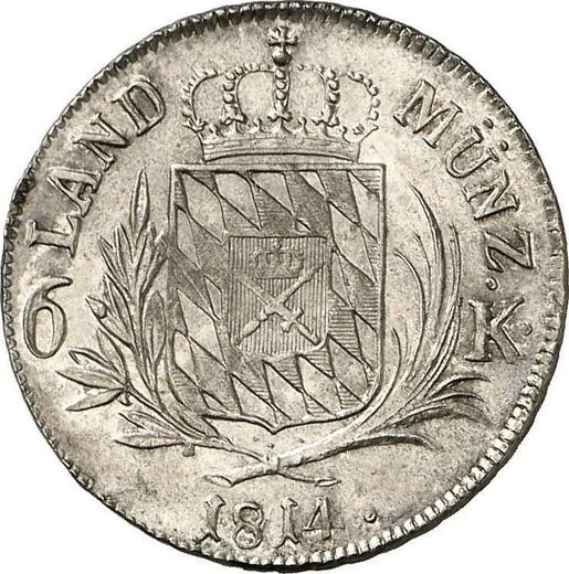 Реверс монеты - 6 крейцеров 1814 года - цена серебряной монеты - Бавария, Максимилиан I