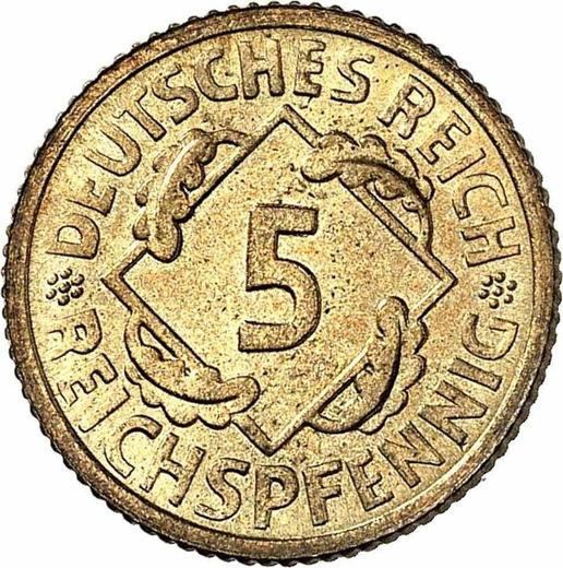 Аверс монеты - 5 рейхспфеннигов 1935 года G - цена  монеты - Германия, Bеймарская республика