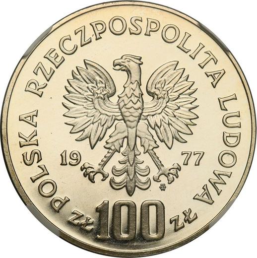 Аверс монеты - Пробные 100 злотых 1977 года MW "Королевский замок на Вавеле" Серебро - цена серебряной монеты - Польша, Народная Республика