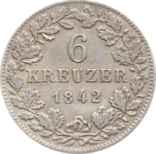 Revers 6 Kreuzer 1842 "Typ 1842-1856" - Silbermünze Wert - Württemberg, Wilhelm I