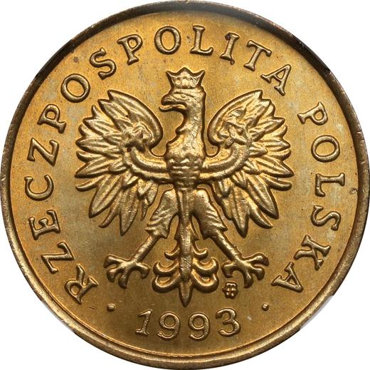 Anverso 5 groszy 1993 MW - valor de la moneda  - Polonia, República moderna