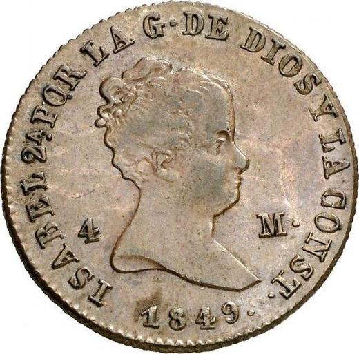Аверс монеты - 4 мараведи 1849 года Ja - цена  монеты - Испания, Изабелла II