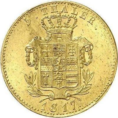 Реверс монеты - 5 талеров 1817 года - цена золотой монеты - Гессен-Кассель, Вильгельм I