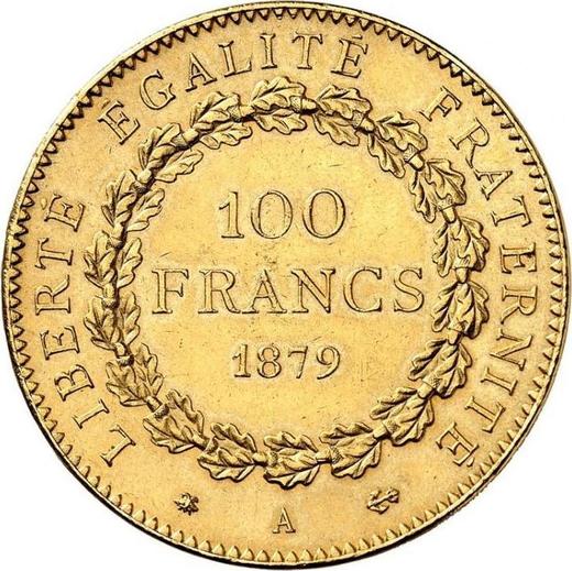 Реверс монеты - 100 франков 1879 года A "Тип 1878-1914" Париж - цена золотой монеты - Франция, Третья республика