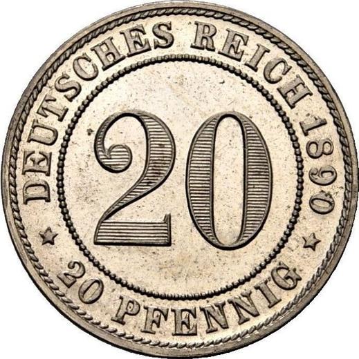 Аверс монеты - 20 пфеннигов 1890 года F "Тип 1890-1892" - цена  монеты - Германия, Германская Империя