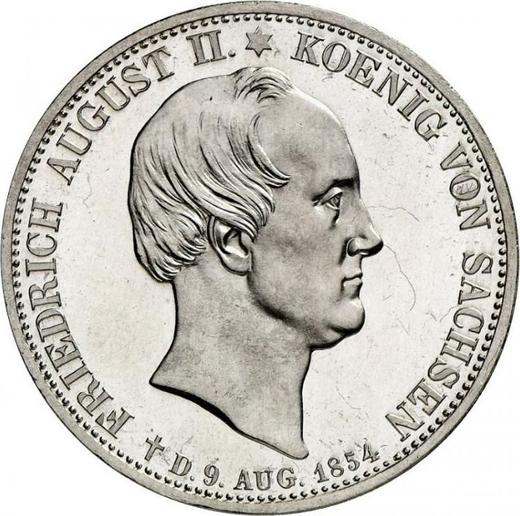 Anverso 2 táleros 1854 F "La muerte del rey" - valor de la moneda de plata - Sajonia, Federico Augusto II