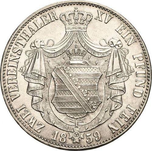 Reverso 2 táleros 1859 F - valor de la moneda de plata - Sajonia, Juan