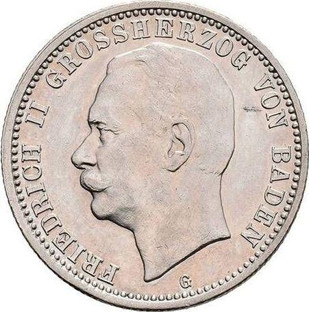Аверс монеты - 2 марки 1913 года G "Баден" - цена серебряной монеты - Германия, Германская Империя