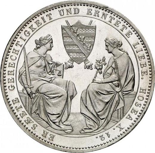 Reverso 2 táleros 1854 F "La muerte del rey" - valor de la moneda de plata - Sajonia, Federico Augusto II