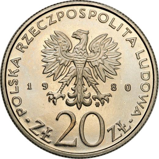 Awers monety - PRÓBA 20 złotych 1980 MW "XXII Letnie Igrzyska Olimpijskie - Moskwa 1980" Nikiel - cena  monety - Polska, PRL