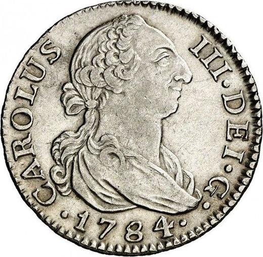 Avers 2 Reales 1784 M JD - Silbermünze Wert - Spanien, Karl III