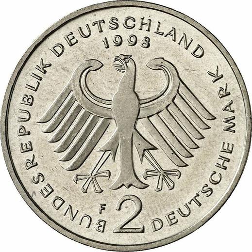 Reverse 2 Mark 1998 F "Willy Brandt" -  Coin Value - Germany, FRG