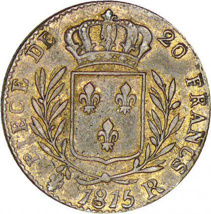 Реверс монеты - 20 франков 1815 года R "Тип 1814-1815" Лондон Медь - цена  монеты - Франция, Людовик XVIII