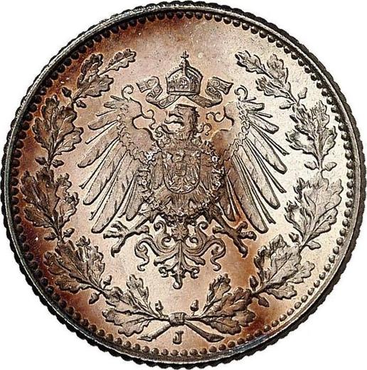 Reverso Medio marco 1905 J "Tipo 1905-1919" - valor de la moneda de plata - Alemania, Imperio alemán