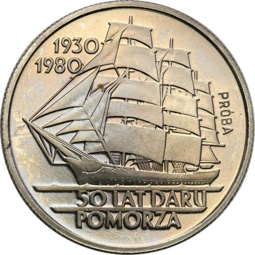 Reverso Pruebas 20 eslotis 1980 MW "50 aniversario de la fragata "Dar Pomorza"" Níquel - valor de la moneda  - Polonia, República Popular