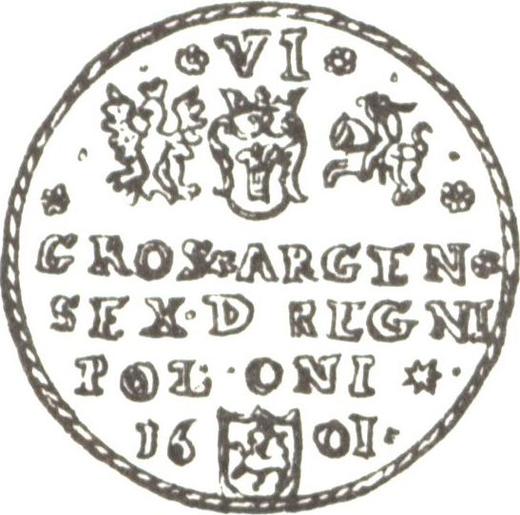 Rewers monety - Szóstak 1601 "Typ 1595-1603" - cena srebrnej monety - Polska, Zygmunt III
