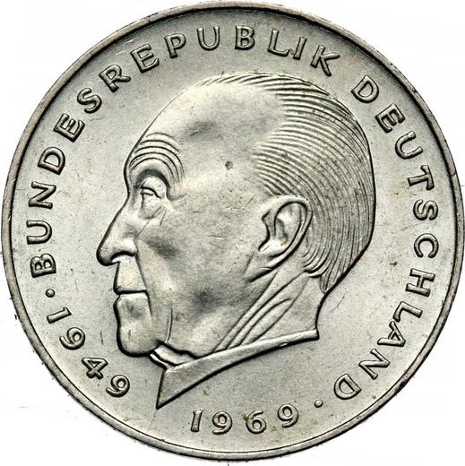 Аверс монеты - 2 марки 1969 года D "Аденауэр" - цена  монеты - Германия, ФРГ