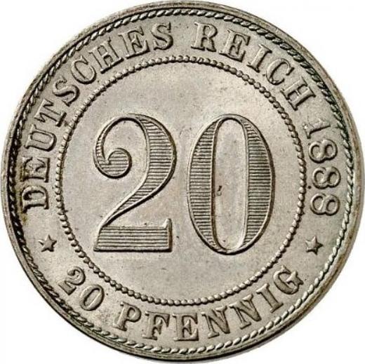 Anverso 20 Pfennige 1888 J "Tipo 1887-1888" - valor de la moneda  - Alemania, Imperio alemán