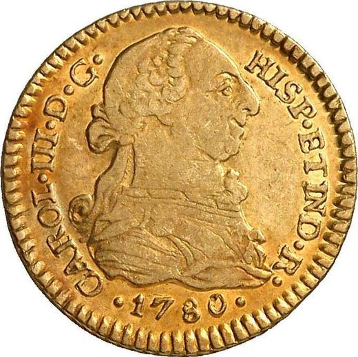 Аверс монеты - 1 эскудо 1780 года P SF - цена золотой монеты - Колумбия, Карл III