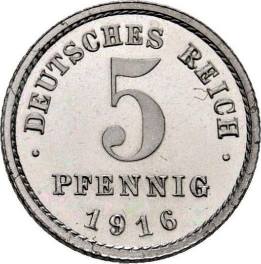 Anverso 5 Pfennige 1916 E "Tipo 1915-1922" - valor de la moneda  - Alemania, Imperio alemán