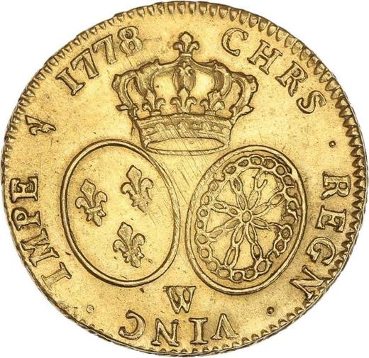 Rewers monety - Podwójny Louis d'Or 1778 W Lille - cena złotej monety - Francja, Ludwik XVI