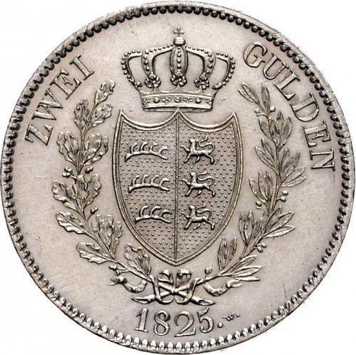 Реверс монеты - 2 гульдена 1825 года W - цена серебряной монеты - Вюртемберг, Вильгельм I