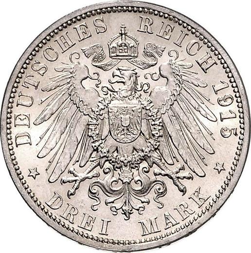 Реверс монеты - 3 марки 1915 года A "Брауншвейг" Вступление на престол Надпись "U. LÜNEB" - цена серебряной монеты - Германия, Германская Империя