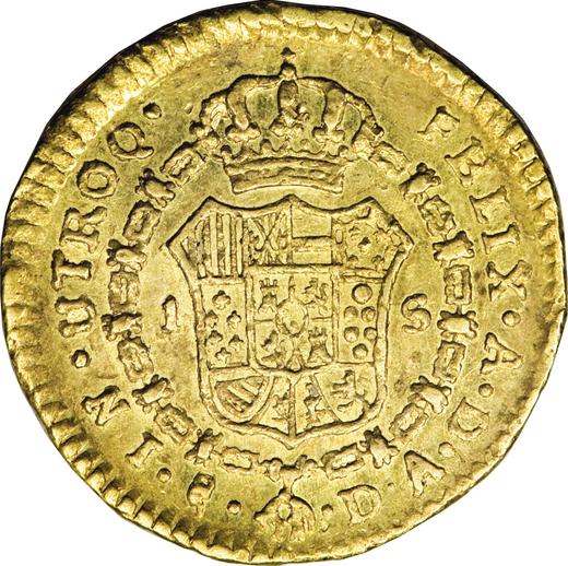 Reverso 1 escudo 1800 So DA - valor de la moneda de oro - Chile, Carlos IV