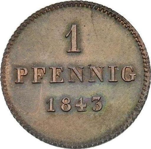 Reverso 1 Pfennig 1843 - valor de la moneda  - Baviera, Luis I