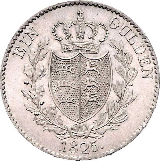 Реверс монеты - 1 гульден 1825 года W - цена серебряной монеты - Вюртемберг, Вильгельм I