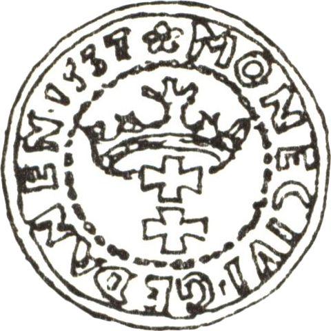 Аверс монеты - Шеляг 1537 года "Гданьск" - цена серебряной монеты - Польша, Сигизмунд I Старый