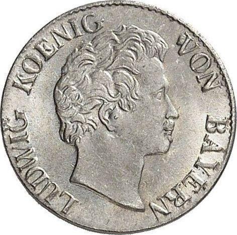 Awers monety - 1 krajcar 1828 - cena srebrnej monety - Bawaria, Ludwik I