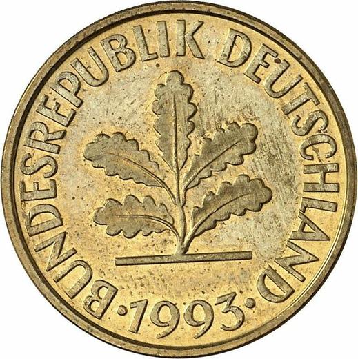 Реверс монеты - 10 пфеннигов 1993 года A - цена  монеты - Германия, ФРГ