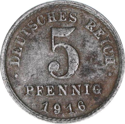 Anverso 5 Pfennige 1916 G "Tipo 1915-1922" - valor de la moneda  - Alemania, Imperio alemán