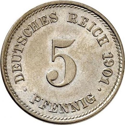 Аверс монеты - 5 пфеннигов 1901 года J "Тип 1890-1915" - цена  монеты - Германия, Германская Империя