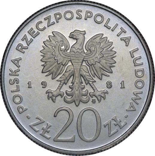 Аверс монеты - Пробные 20 злотых 1981 года MW "Краков" Медно-никель - цена  монеты - Польша, Народная Республика