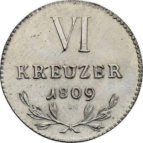 Rewers monety - 6 krajcarów 1809 - cena srebrnej monety - Badenia, Karol Fryderyk