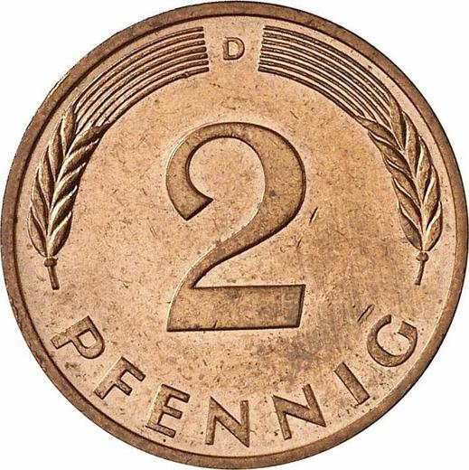 Аверс монеты - 2 пфеннига 1982 года D - цена  монеты - Германия, ФРГ
