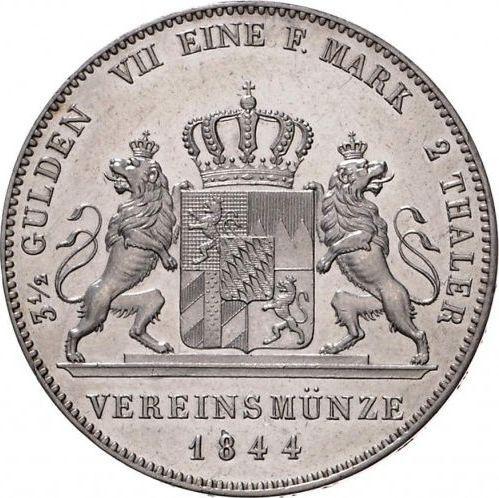 Rewers monety - Dwutalar 1844 - cena srebrnej monety - Bawaria, Ludwik I